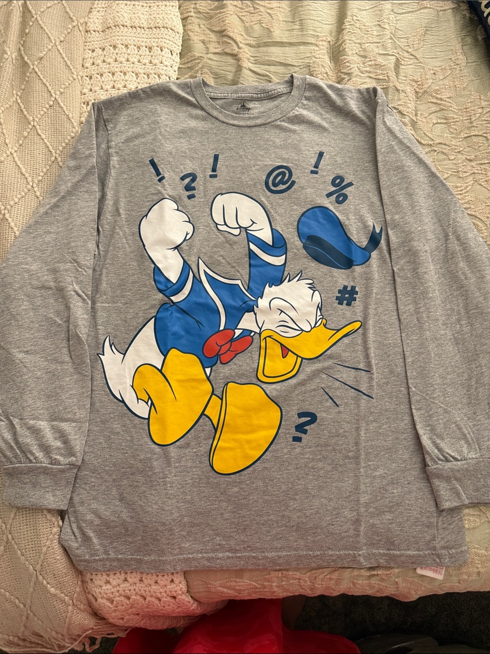 Disney Gray Long-Sleeve Tee with Donald Duck